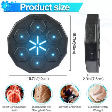 Боксерський мішок для стіни Forhome з підсвічуванням LED, Bluetooth, 9 режимів швидкості та підсвічуванням, професійний, чорний