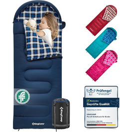 Спальний мішок дитячий KingCamp Flannel, 7°C, Navy, для дітей до 140 см, 4 сезони, водонепроникний, компактний