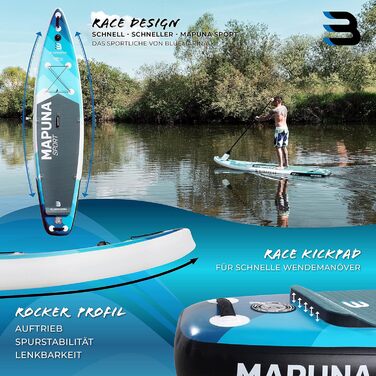 Надувна дошка для SUP Bluemarina Mapuna, 330x76x15 см, до 200 кг, комплект для сапсерфінгу, гарантія 5 років