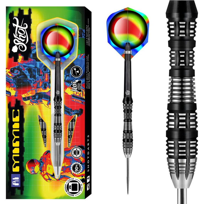 Професійні дротики Shot! Darts AI Mimic 90% вольфрамові 23 г, сталевий наконечник, для жінок і чоловіків, набір з Нової Зеландії