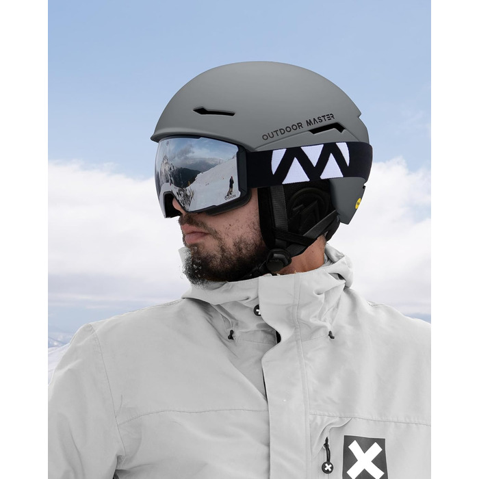 Гірськолижний шолом OutdoorMaster ELK MIPS для сноуборду та лиж, матовий сірий, розмір L, для чоловіків, жінок і підлітків