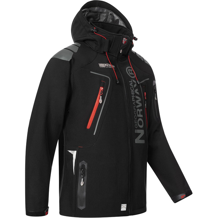 Чоловіча куртка Softshell Geographical Norway Outdoor — водовідштовхуюча функціональна куртка та шапка Beanie urbandreamz, чорна, розмір XXL