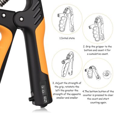 Регульований ручний тренажер для зміцнення рук та пальців, 5-100 кг, набір для тренувань, помаранчевий