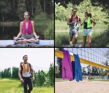 Охолоджуючі рушники Fit-Flip 3 шт. – для фітнесу та спорту – мікрофібра, охолодження шиї – Airflip, рушники Cool Ice Towel – блакитний, рожевий, сірий, 100x30 см