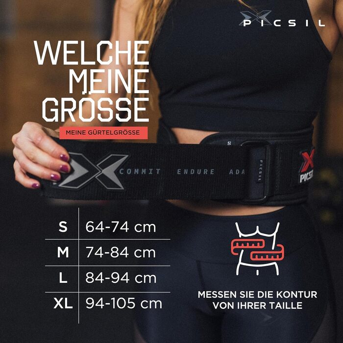 Підтягуючий пояс для важкої атлетики PICSIL, підтримка попереку, для ривку та поштовху, схвалений для змагань, з пряжкою, чорний