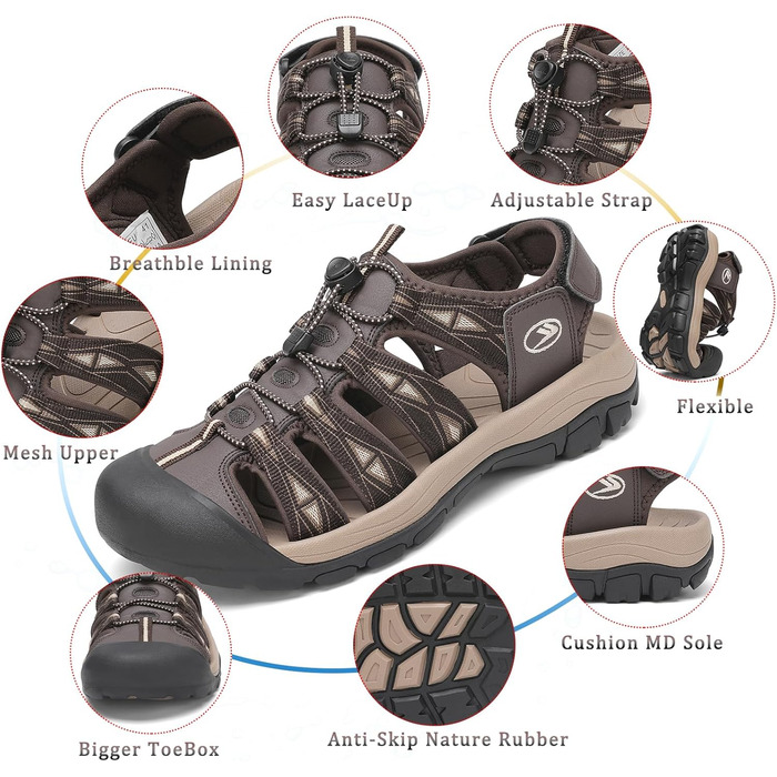 Чоловічі сандалі FLARUT літні трекінгові спортивні бежеві (40 EU) - для пляжу, прогулянок та активного відпочинку