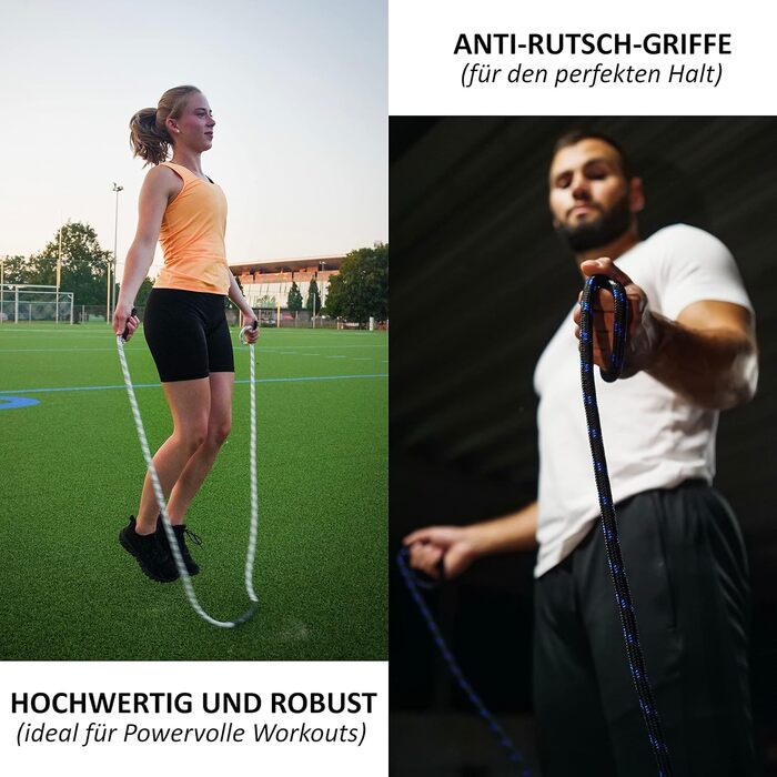 Стрибкове канат Cravallo® Springseil I 3 метри Fatburner Speed Jumping Rope I Професійний для дорослих I Ідеально для боксу, витривалості, MMA, HIIT I Чорний, синій, білий 3.00 м