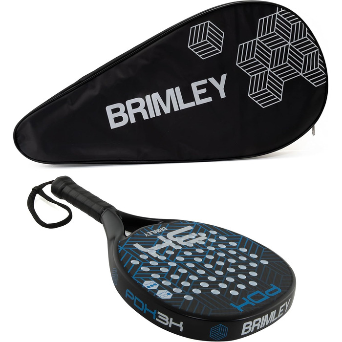 Ракетка для падел-тенісу Brimley Padelschläger Carbon PDX3K 3K-Carbon | Підходить для початківців та досвідчених гравців | 100% карбонова ракетка, Eva-наповнювач, зручна захисна сумка