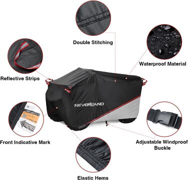 Водонепроникний чохол для квадроцикла Neverland Quad Abdeckplane, XXXL (256x110x120 см), чорний та сріблястий