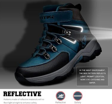 Зимові черевики VITIKE для дітей (хлопчики та дівчатка), тепле хутро, черевики для снігу та трекінгу, розмір 38 EU, колір Павлиній синій