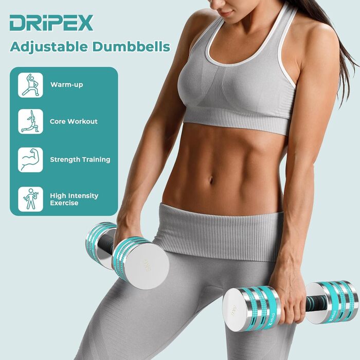 Регульовані гантелі Dripex із пінною ручкою, 5 кг x2,  інноваційна сталева гантеля для дому