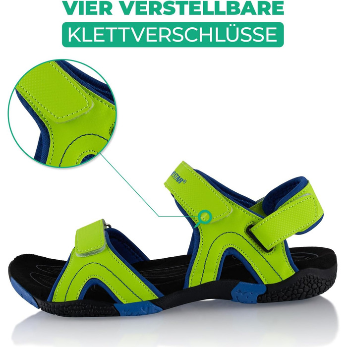 Трекінгові сандалії Fusskleidung для жінок та чоловіків, літні похідні взуття з міцною прогумованою підошвою, розмір 41 EU, колір зелено-синій