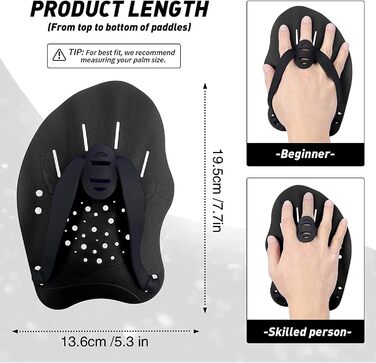 Набір з 2 шт. тренувальних весла для плавання, допомога для силових тренувань у басейні, унісекс, чорний