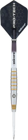 Дротики для дартсу Unicorn Pro-Tech, 90% вольфраму, сталевий наконечник, 23 г, золоті акценти