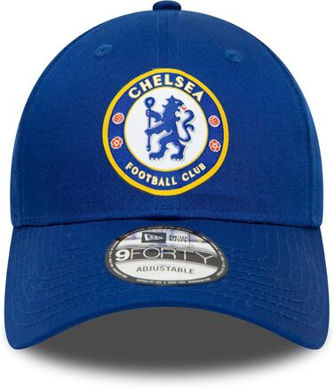 Кепка New Era 9Forty з регульованим розміром, кепка-бейсболка з вигнутим козирком, логотип команди, серія A, Прем'єр-ліга, універсальний розмір, Chelsea FC, блакитна