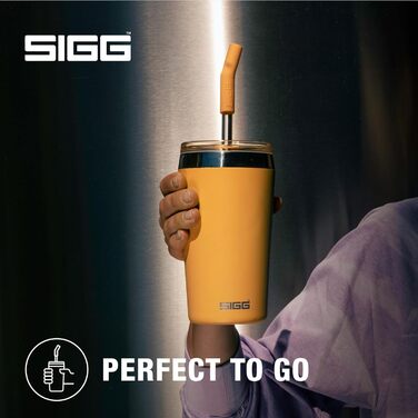 Термочашка SIGG Travel Mug Helia 0,45 л Muted Peach з багаторазовою скляною трубочкою та щіткою, герметична, BPA-free, нержавіюча сталь 18/8
