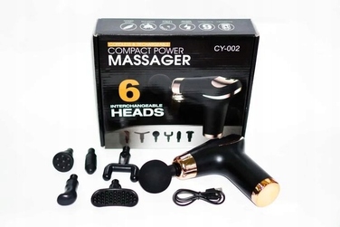 Перкусійний масажер для тіла, спини, ніг та шиї (Massage Gun) — 4 змінні насадки