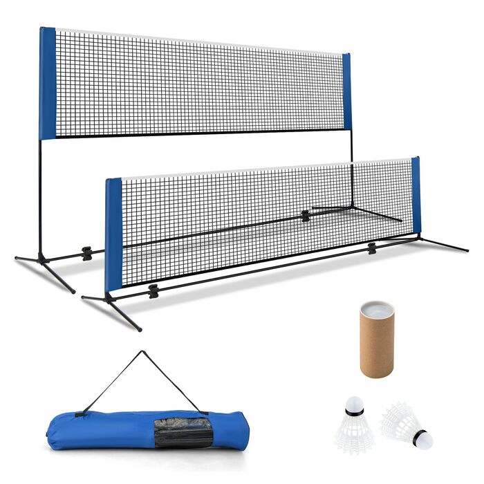 Мережа для бадмінтону GOPLUS зі стійкою, тенісна сітка 89-155 см, сумка та 2 волани. Переносний стійкий для бадмінтону, тенісу, волейболу (310 см)