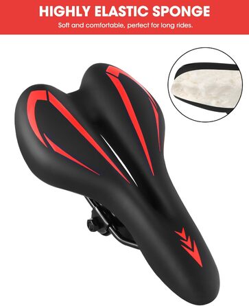 Гелевий велосипедний сідло MSDADA для жінок та чоловіків, водонепроникний, червоний