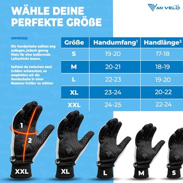 Велосипедні рукавички MIVELO для чоловіків та жінок - водонепроникні з Ergo-Pad, сумісні з сенсорними екранами, зимові та перехідні рукавички, світловідбиваючі, розмір XL