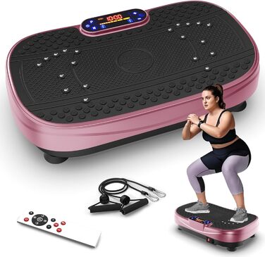 Вібраційна платформа для дому - ротаційна платформа з 120 рівнями та 5 режимами, з еластичними стрічками та пультом дистанційного керування, для спалювання жиру, нарощування м'язів та формування фігури, ідеально підходить для дому та домашнього спортзалу 