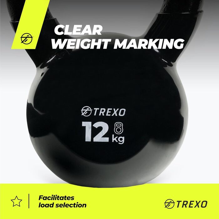Гиря TREXO 12 кг з чавуну з вініловим покриттям для фітнесу, домашніх та тренажерних залів