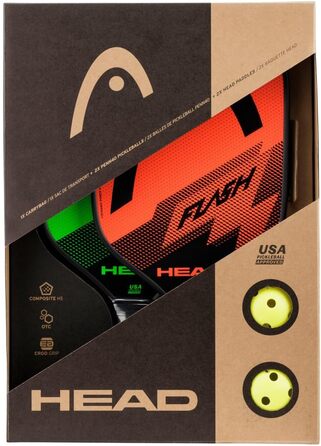 Набір для піклболу Head Flash: 2 сертифіковані ракетки, 2 м'ячі для вулиці, сумка для перенесення