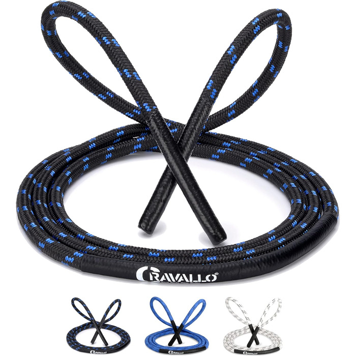 Скакалка пружинна Cravallo® Springseil I 3 метри Fatburner Speed Jumping Rope I для дорослих, професійна, для боксу, витривалості, MMA, HIIT, чорна, синя, біла