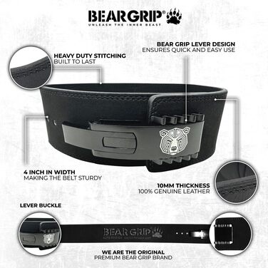 Пояс для пауерліфтингу BEAR GRIP Power Belt Elite Edition, преміум, подвійна застібка