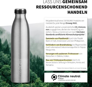 Термос-пляшка 720°DGREE MilkyBottle 1л з нержавіючої сталі, BPA-free, для газованих напоїв, спорту, школи, фітнесу, кемпінгу