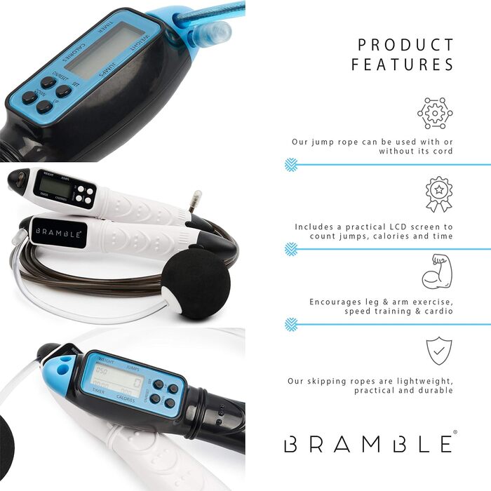Скакалки Bramble 2 шт. з лічильником, цифровим дисплеєм та підрахунком калорій, швидкісні фітнес-скакалки з підшипниками для чоловіків і жінок