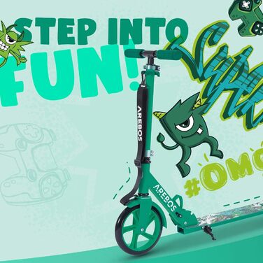 Самокат Arebos Cityroller для дітей і дорослих, складаний, регульований по висоті, XXL колеса, ремінь для перенесення, до 100 кг