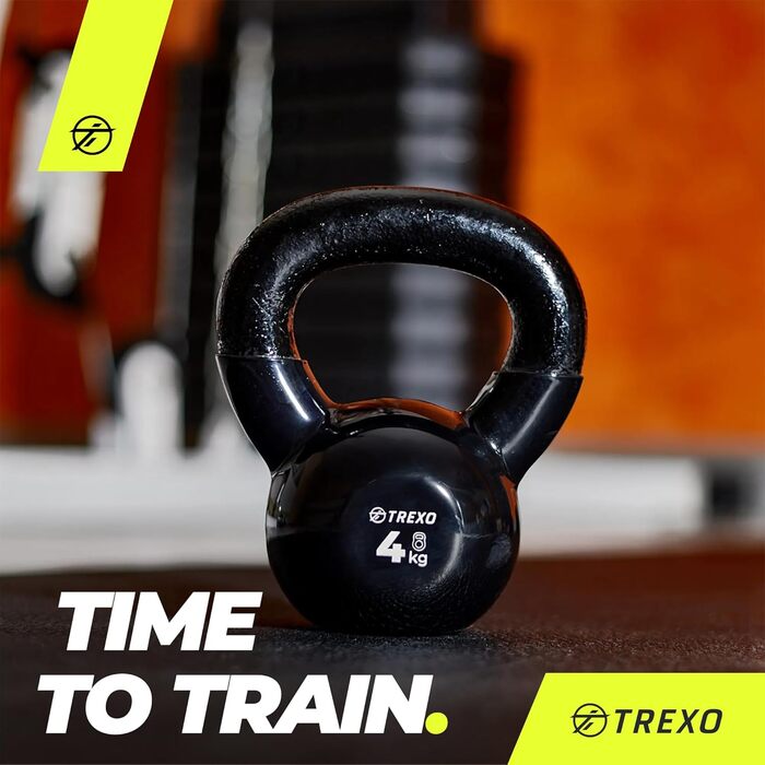 Гиря TREXO 4-16 кг з вініловим покриттям для фітнесу, професійна гантеля для дому та спортзалу, чавунна