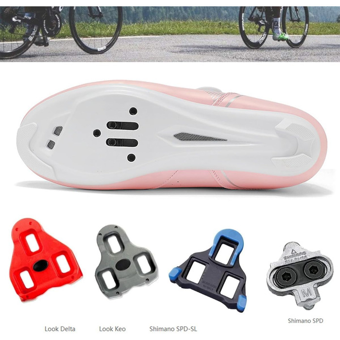 Велотуфлі чоловічі та жіночі SPD/SPD-SL/Look Delta для шосе та MTB. Дихаючі велотуфлі, кросівки, білі, 46 EU