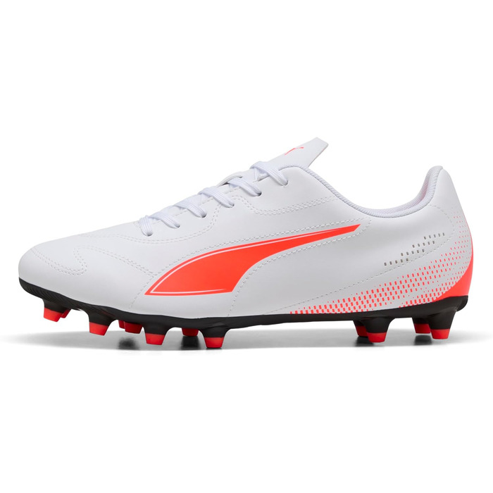 Футбольні бутси PUMA Vitoria II FG/AG для чоловіків, чорно-білі, розмір 42.5 EU, з акцентами червоного кольору