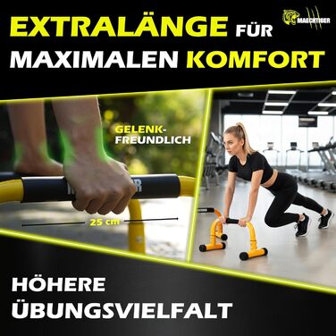 Паралелетки преміум-класу Parallettes - подовжені сталеві ручки для віджимань - стабільність завдяки системі вирівнювання - неслизькі та щадять суглоби - для калістеніки, фітнесу, в приміщенні та на вулиці