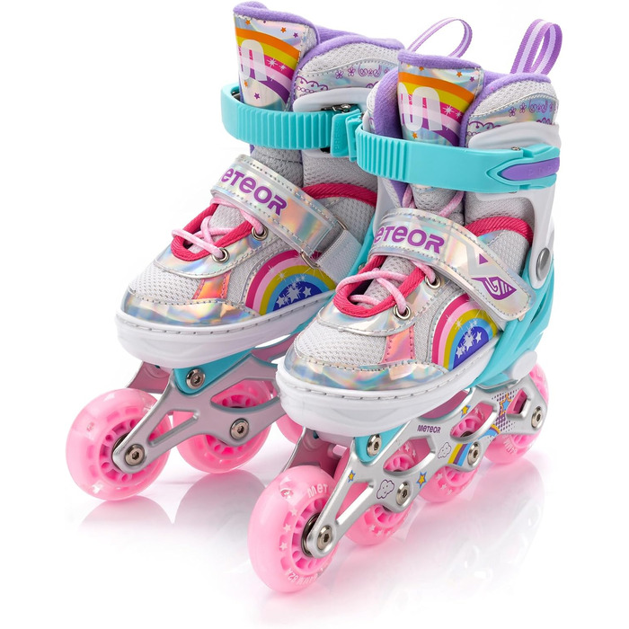 Дитячі ролики-інлайнери LED з регулюванням, кольорові, з підсвічуванням, для перших спроб катання, з батютком