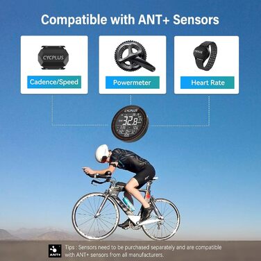 Велокомп'ютер CYCPLUS GPS, бездротовий, водонепроникний IPX6, Bluetooth 5.0, ANT+, одометр, для шосейного велосипеда, сумісний зі Strava (оновлений)