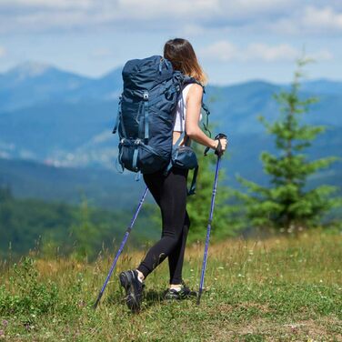 Складані трекінгові палиці RELAX4LIFE з алюмінію, телескопічні, легкі, для скандинавської ходьби, з корковою ручкою, регульовані 65-135 см, сині, для жінок і чоловіків