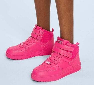 Жіночі баскетбольні кросівки Lucky Step з кріпленням на липучці - стильні штучні шкіряні кеди білого кольору (38 EU, Гарячий Рожевий)