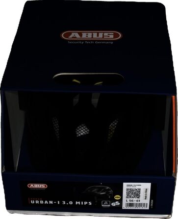 Велосипедний шолом ABUS Urban-I 3.0 MIPS чорний, з LED підсвіткою, магнітною застібкою, захистом від ударів, для дорослих (56-61 см)