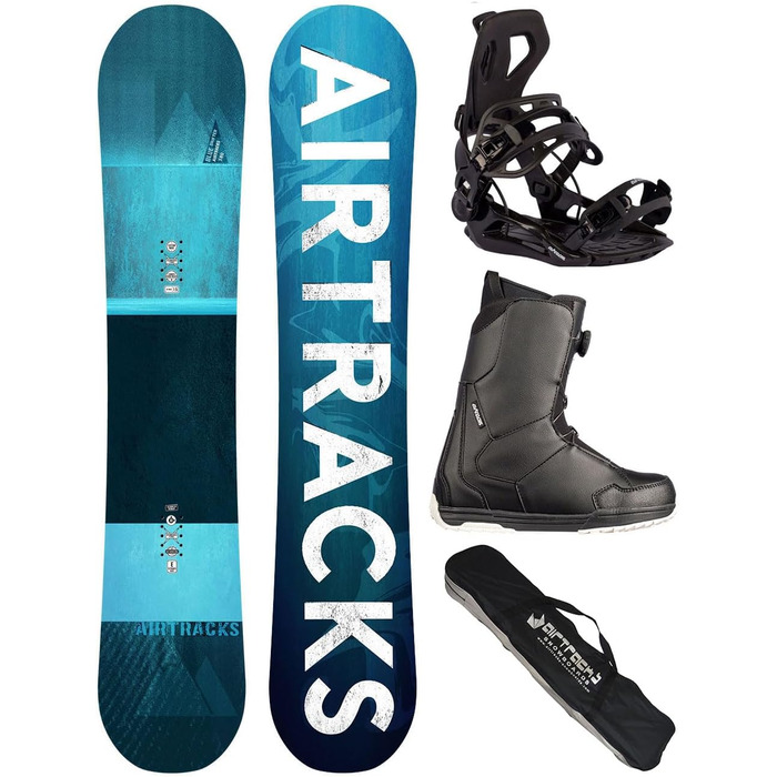 Комплект для сноубордингу AIRTRACKS: сноуборд Blue Drifter Wide Hybrid Rocker 155 см, кріплення Master, черевики Master Atop 44, сумка