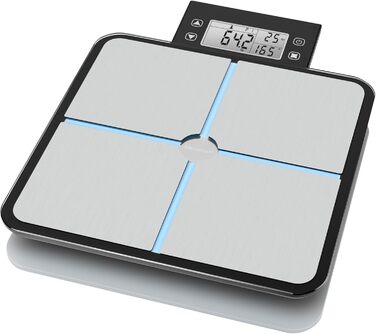 Ваги тіла Medisana BS 460 з цифровим аналізом складу тіла, LCD-дисплеєм, вимірювання жиру, води, м'язів та кісток, до 180 кг, чорний/сріблястий