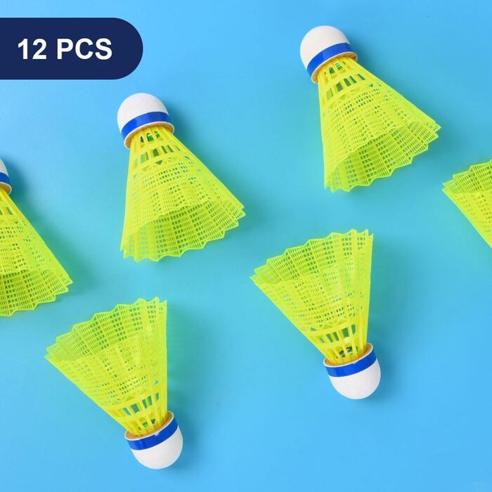 Флінтронік Бадмінтонні м'ячі, нейлонові, 12 шт. - для тренувань та гри в приміщенні та на вулиці