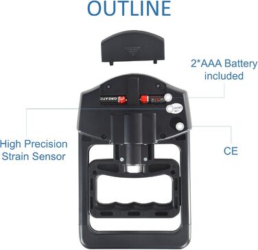 Цифровий ручний динамометр GRIPX для вимірювання сили хвата, електронний, 90 кг / 198 lbs, чорний
