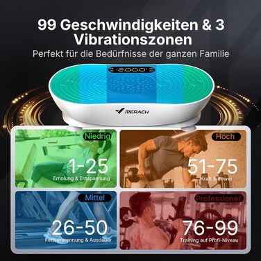 Вібраційна платформа MERACH для тренувань та формування тіла з Bluetooth, LED-екраном та регулюванням швидкості