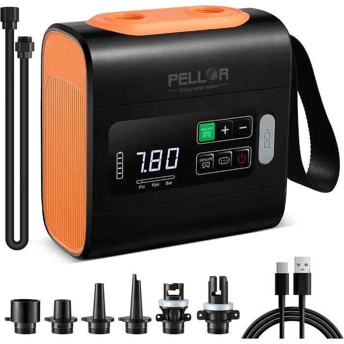 Електрична SUP-насос PELLOR 22 PSI з акумулятором: для надувних SUP-дошок, каяків, човнів та наметів
