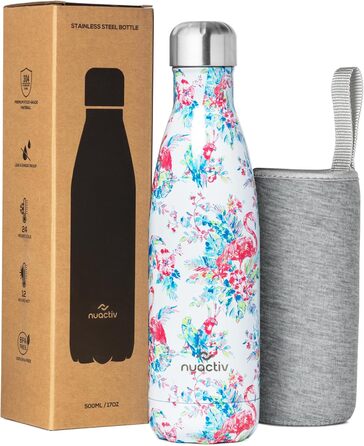 Фляга з нержавіючої сталі 500 мл – Легка ізольована фляга. Зберігає холод до 24 годин та тепло до 12 годин. Без витоку, з подвійними стінками, BPA-Free та міцна. Ідеально підходить для подорожей, активного відпочинку, школи, спорту, фітнесу та повсякденно