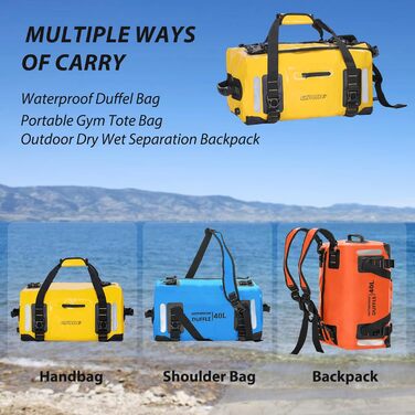 Водонепроникний рюкзак ESONE Dry Bags 60L для каякінгу та подорожей (Оранжевий)