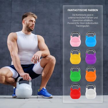 Професійна змагальна гиря Kettlebell 32 кг червона, преміум якість, для фітнесу та тренажерного залу, з навчальним постером, 4-36 кг